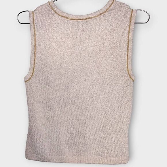 Vtg St. John Sweater Sz P Cream Gold Luxe Sleeveless Sport by Marie Gray - Picture 2 of 10